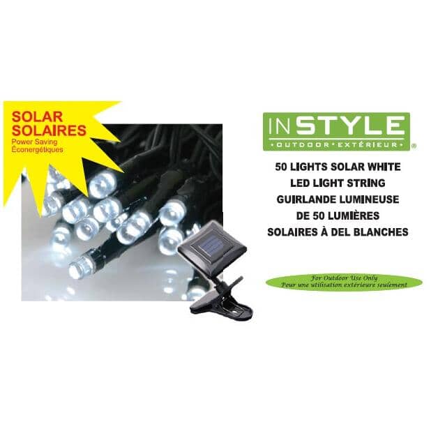 M5 Solar Light Set with Green Wire - Pure White, 50 LEDs