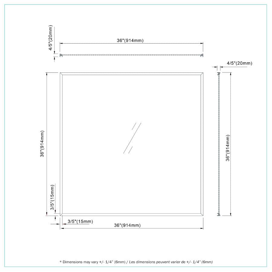 Reina Framed Square Mirror - Matte Black, 36" x 36"