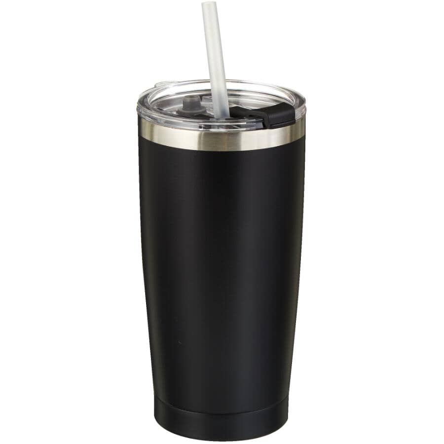 Stainless Steel Tumbler - with Lid, Black, 20 oz