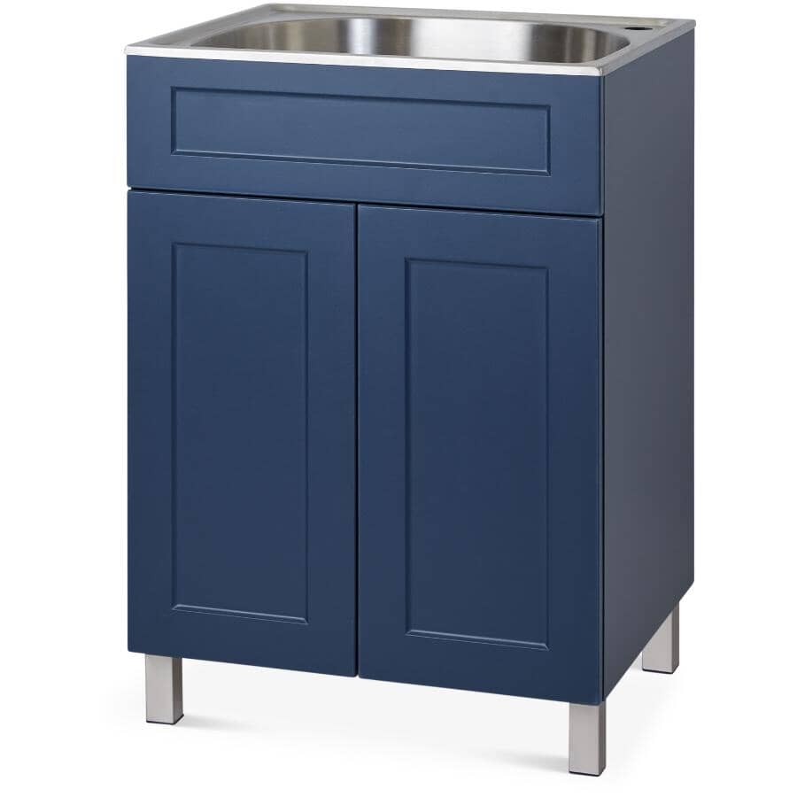 24" x 22" Willow Collection Laundry Cabinet with Stainless Steel Sink - Blue