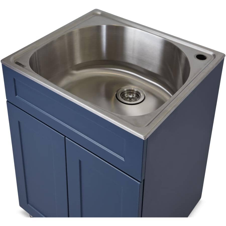24" x 22" Willow Collection Laundry Cabinet with Stainless Steel Sink - Blue