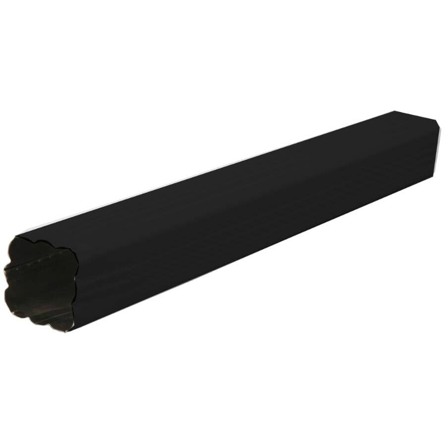 3" x 3" x 10' Black Low-Gloss Aluminum Gutter Downpipe