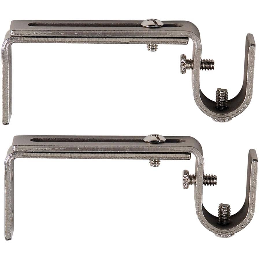 2 Pack 3.5" - 5.5" Adjustable Satin Nickel Curtain Rod Bracket