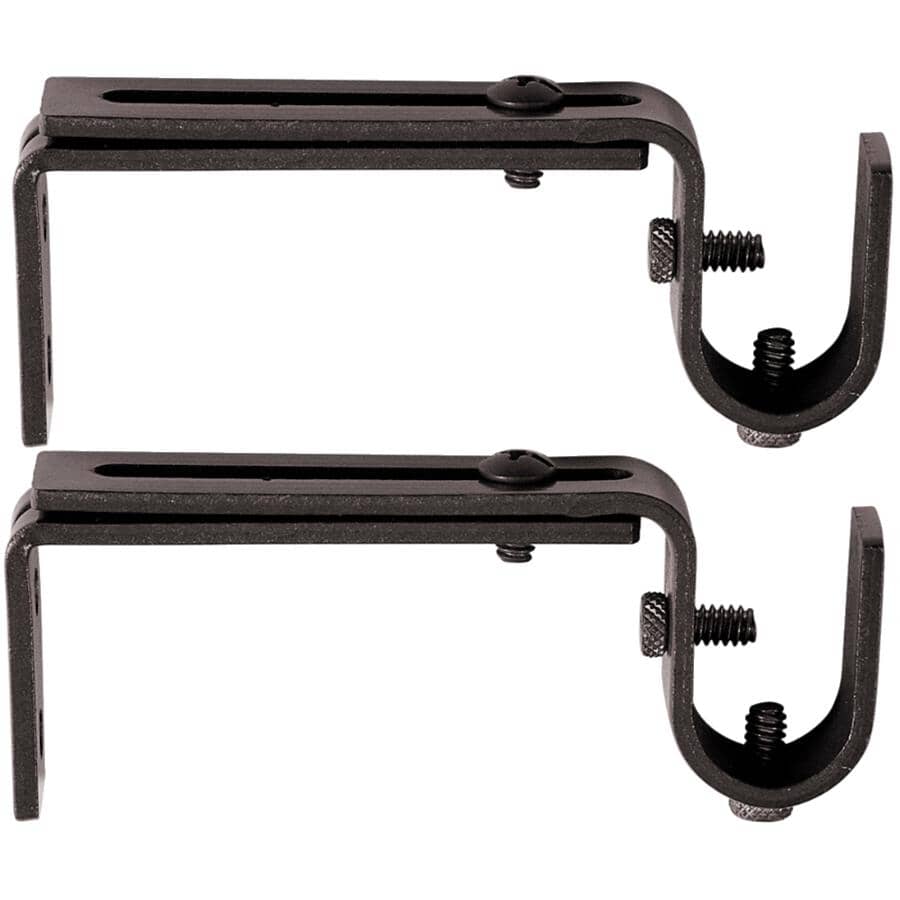 3.5" - 5.5" Adjustable Curtain Rod Brackets - Black, 2 Pack