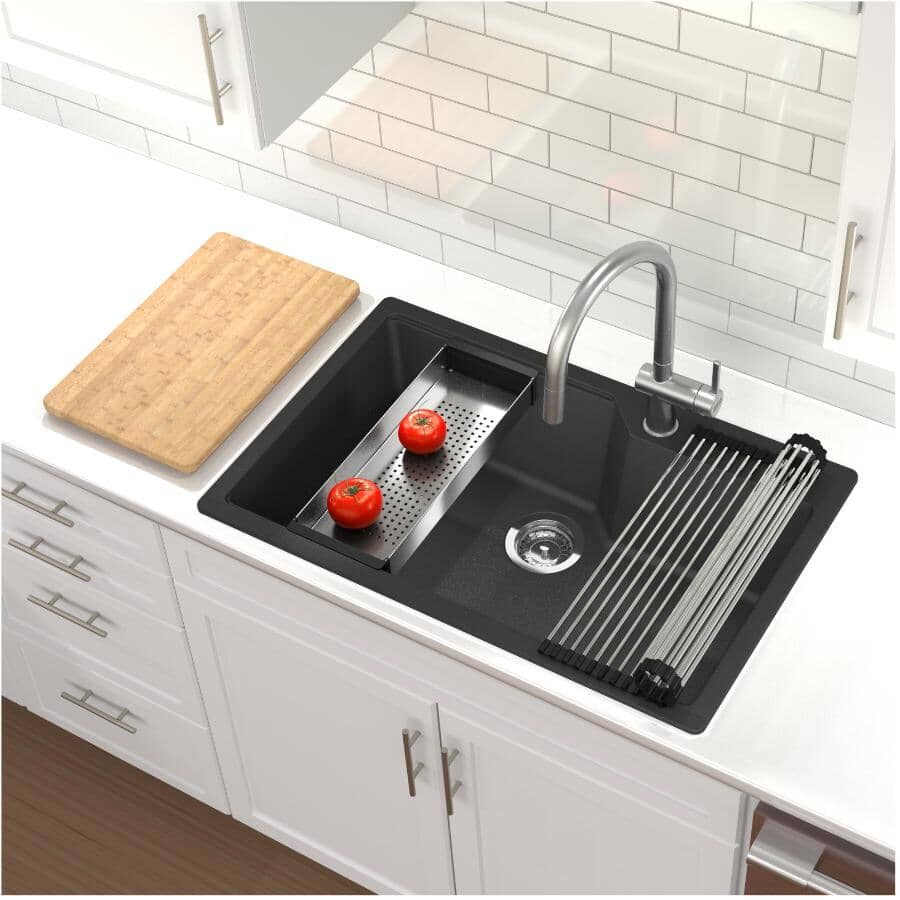 31"x 20" Single Drop-In Kitchen Sink Plumbing Fixture Basin Granite Workstation