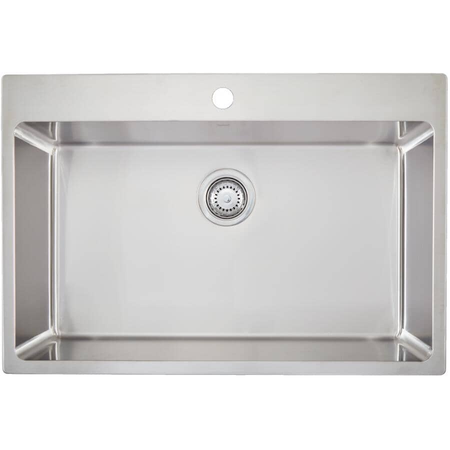 31"x 22" Single Drop-In Kitchen Sink - with Accessories, Stainless Steel