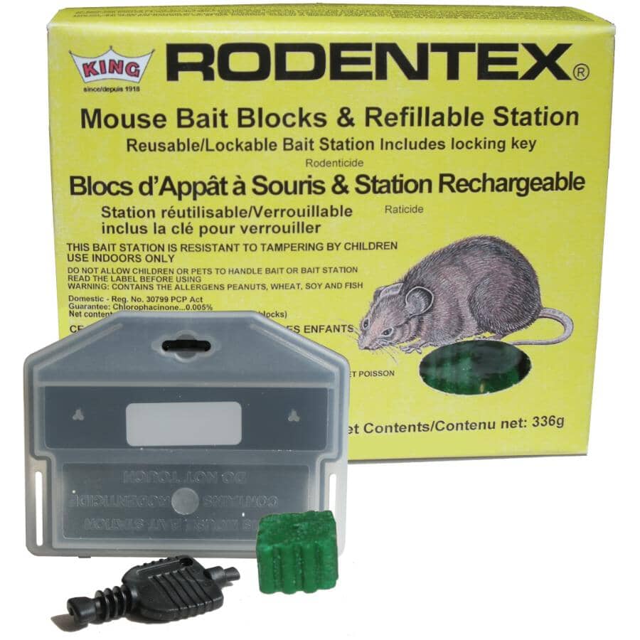 Rodentex Mouse Bait Blocks - with Station, 12 x 28 g