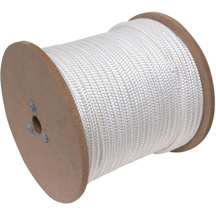 1' x 1/2" White Nylon Double Diamond Braid Rope, per Foot