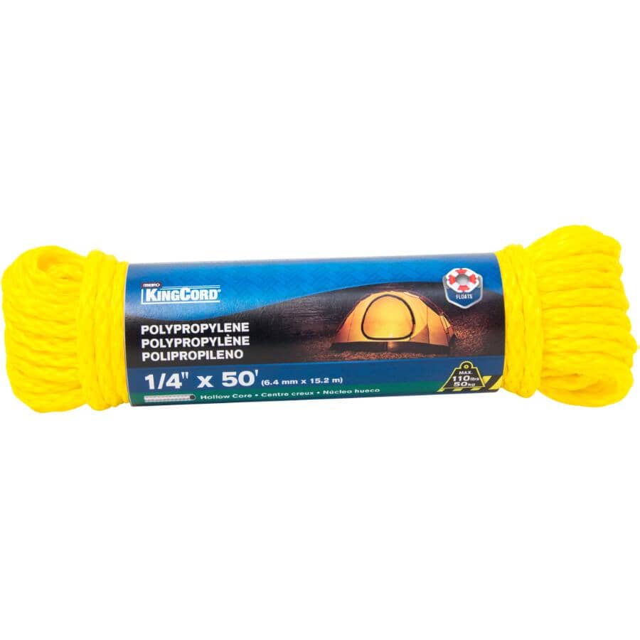 1/4" x 50' Yellow Hollow Core Polypropylene Rope