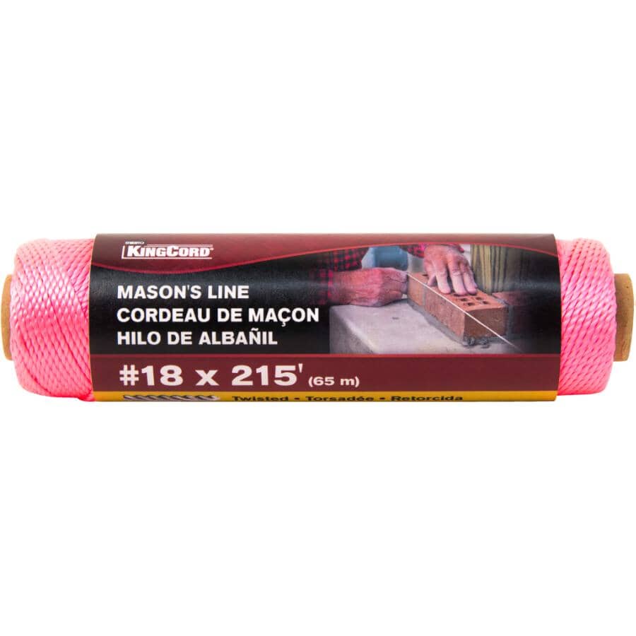 215' #18 Pink Polypropylene Twisted Mason's Twine