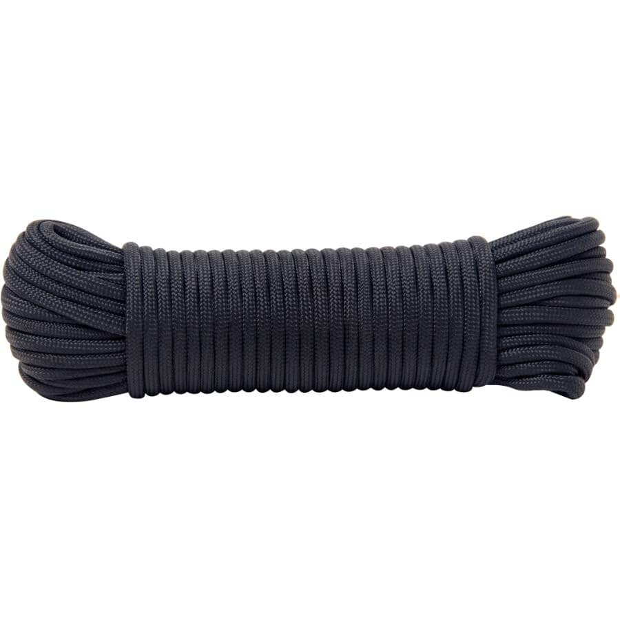 5/32" X 50' Black Paracord Diamond Braid Nylon Cord
