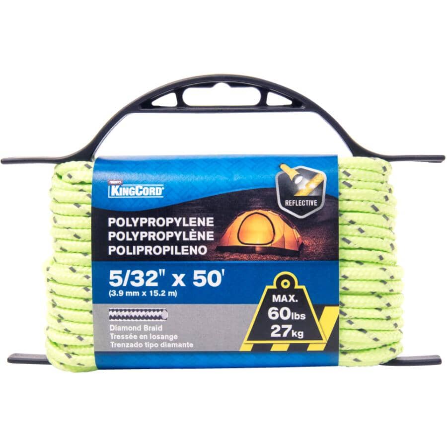 5/32" x 50' Yellow Reflective Diamond Braid Polypropylene Rope
