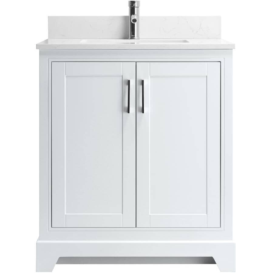 30" W x 22" D Soho Vanity with Quartz Stone Top - White