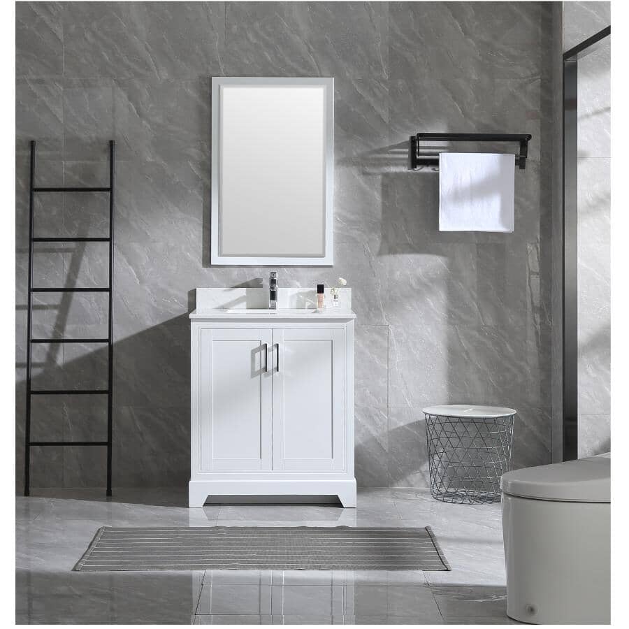 30" W x 22" D Soho Vanity with Quartz Stone Top - White