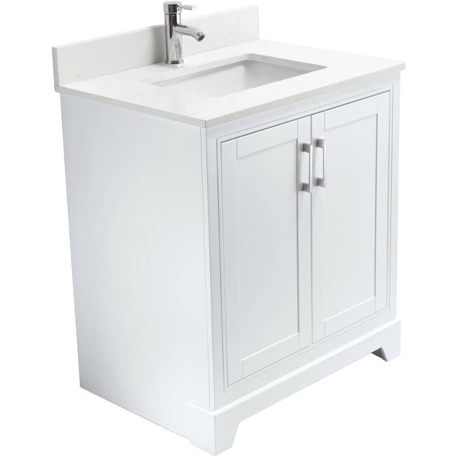 30" W x 22" D Soho Vanity with Quartz Stone Top - White