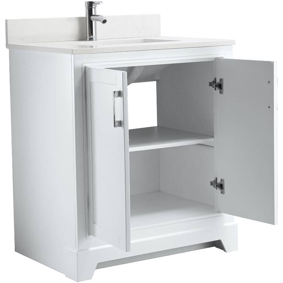 30" W x 22" D Soho Vanity with Quartz Stone Top - White