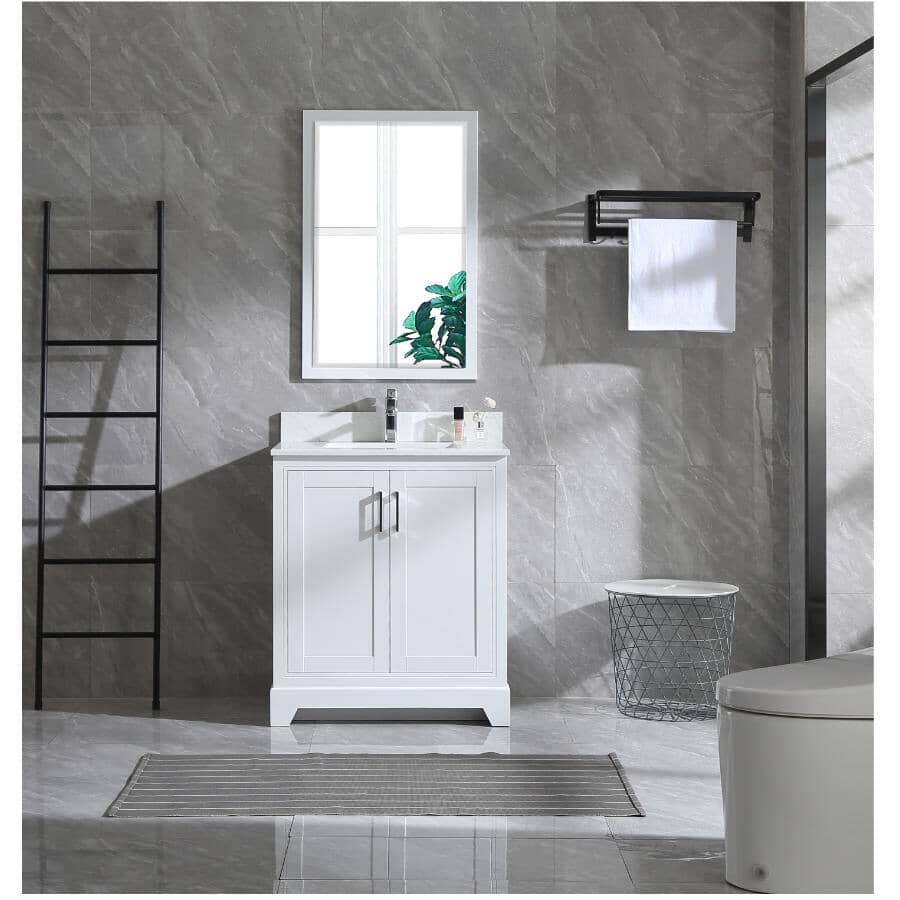 30" W x 22" D Soho Vanity with Quartz Stone Top - White