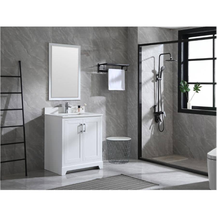 30" W x 22" D Soho Vanity with Quartz Stone Top - White