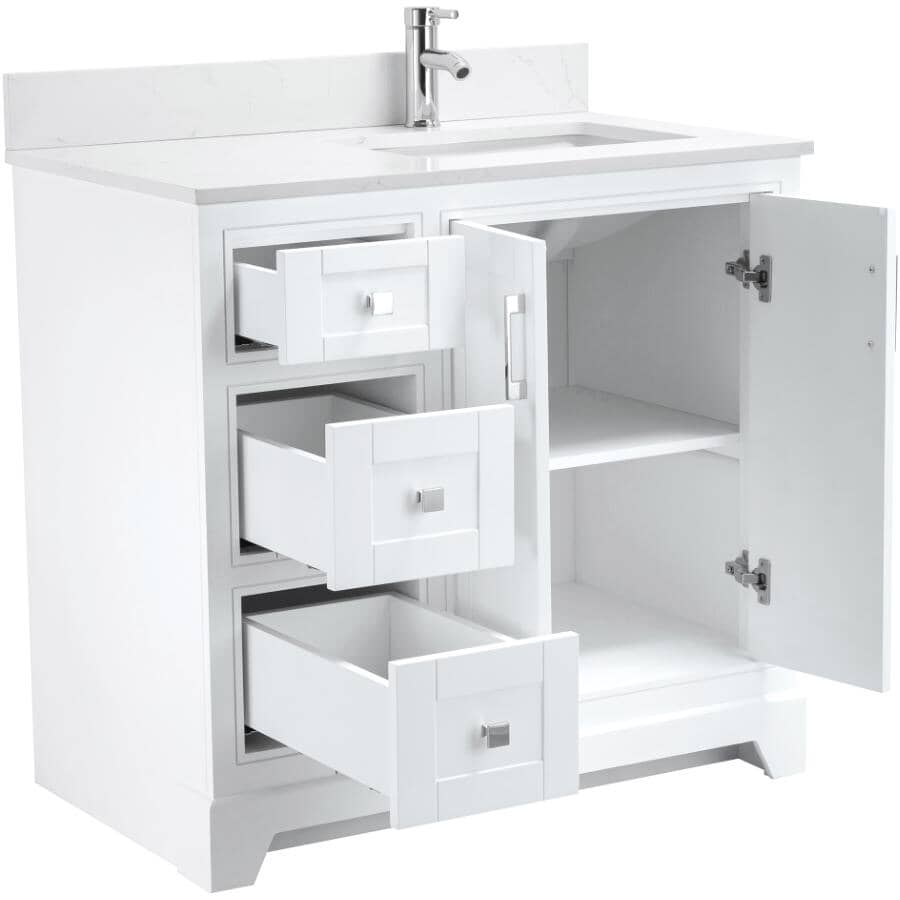 36" W x 22" D Soho Vanity with Quartz Stone Top - White
