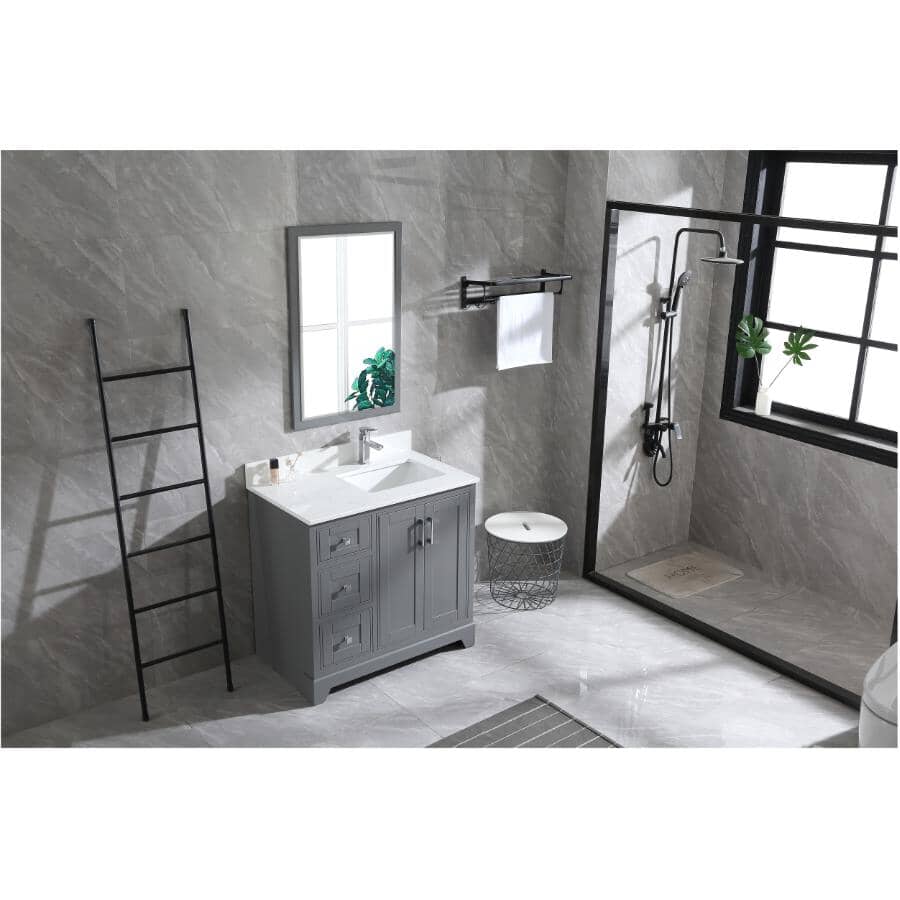 36" W x 22" D Soho Vanity with Quartz Stone Top - Graphite