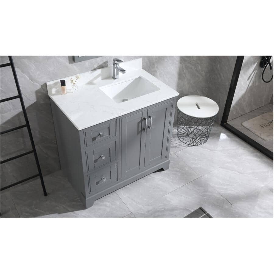 36" W x 22" D Soho Vanity with Quartz Stone Top - Graphite
