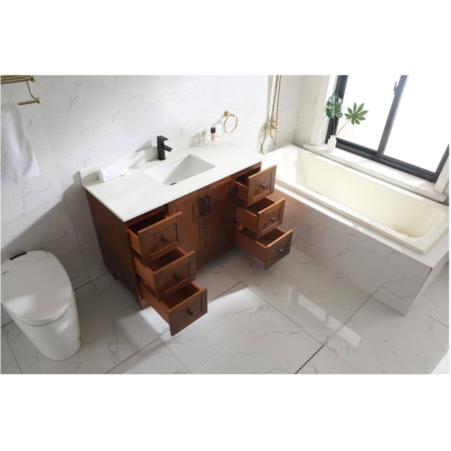 48" W x 22" D Madera Vanity with Quartz Stone Top - Rustic Wood