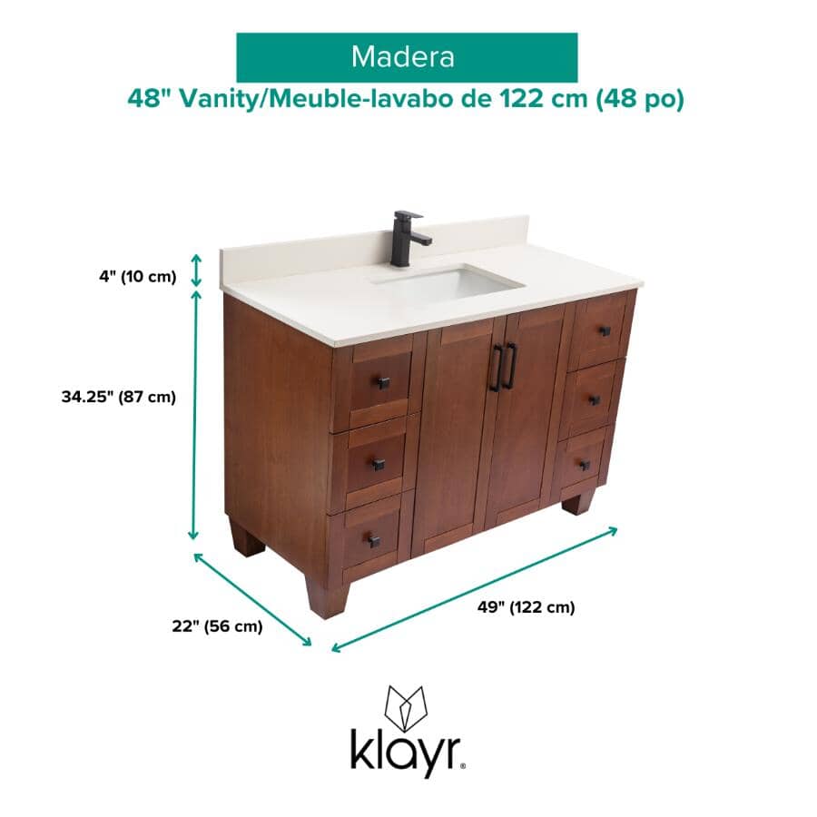 48" W x 22" D Madera Vanity with Quartz Stone Top - Rustic Wood