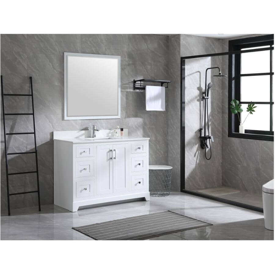 48" W x 22" D Soho Vanity with Quartz Stone Top - White