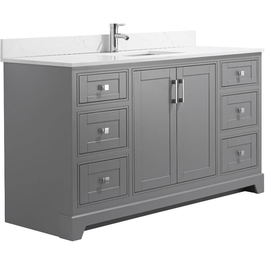 59" W x 22" D Soho Vanity with Quartz Stone Top - Graphite