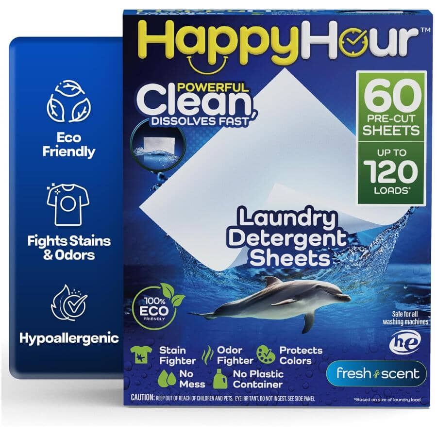 Laundry Detergent Sheets - Fresh Scent, 60 Pack