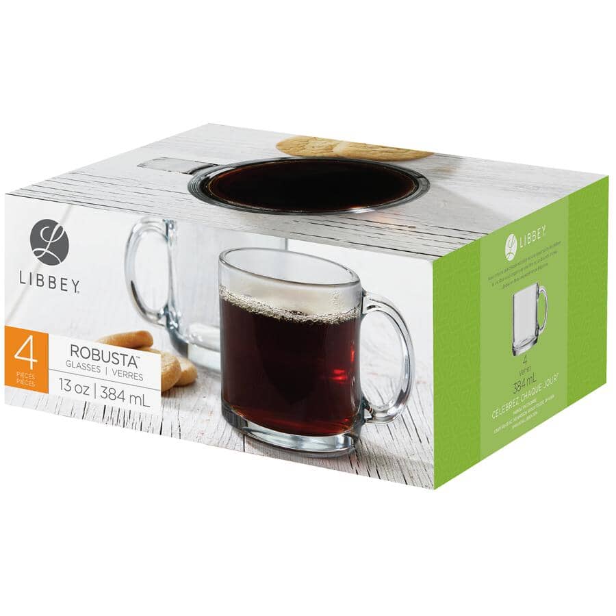 Robusta Glass Coffee Mug Set - 4 Pc, 13 oz