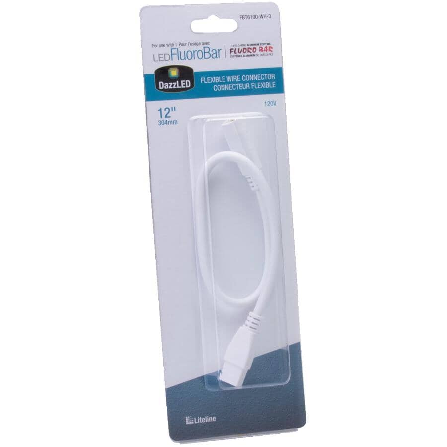 12" 3 Wire Flexible Connector for Linking Fluorobar Fixtures