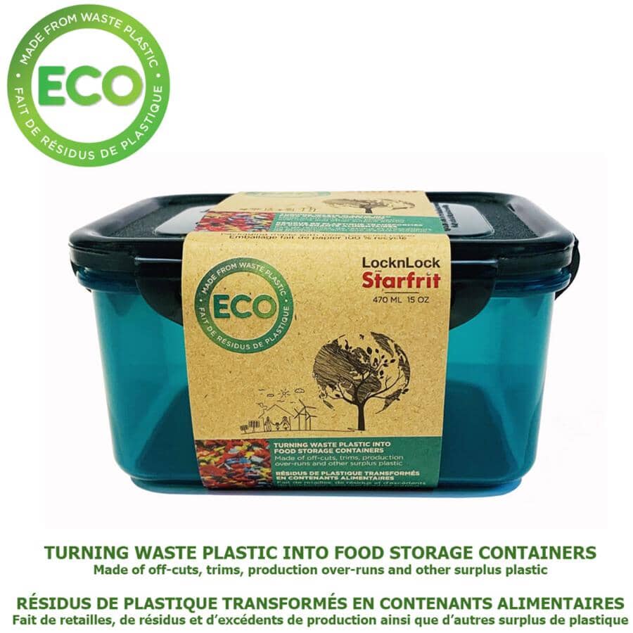ECO Rectangular Container - 470 ml, Assorted Colours