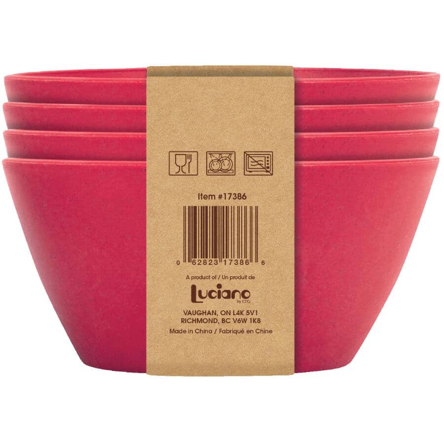 5" Wheat Fibre Dinner Bowl - Fuchsia, 4 Pack