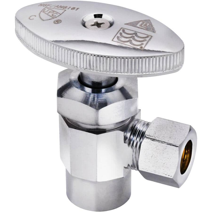 1/2" Nominal Copper x 3/8" Outside Diameter Compression Angle Stop Valve
