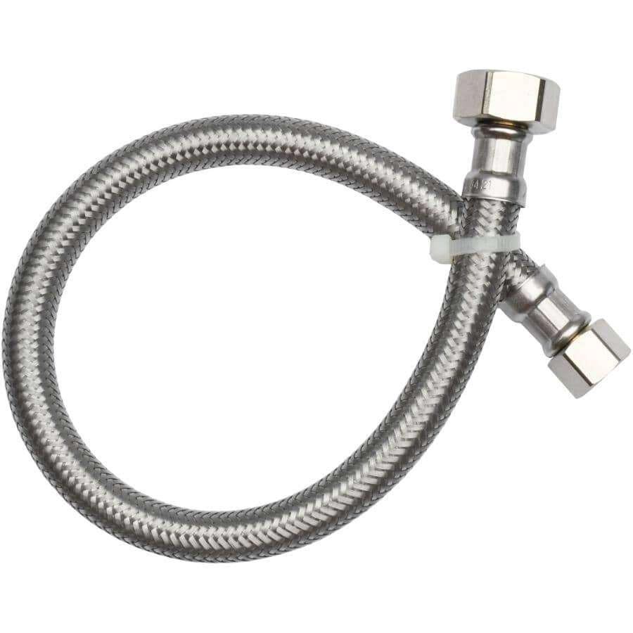 3/8" x 1/2" x 16" Braided Faucet Connector - Stainless Steel