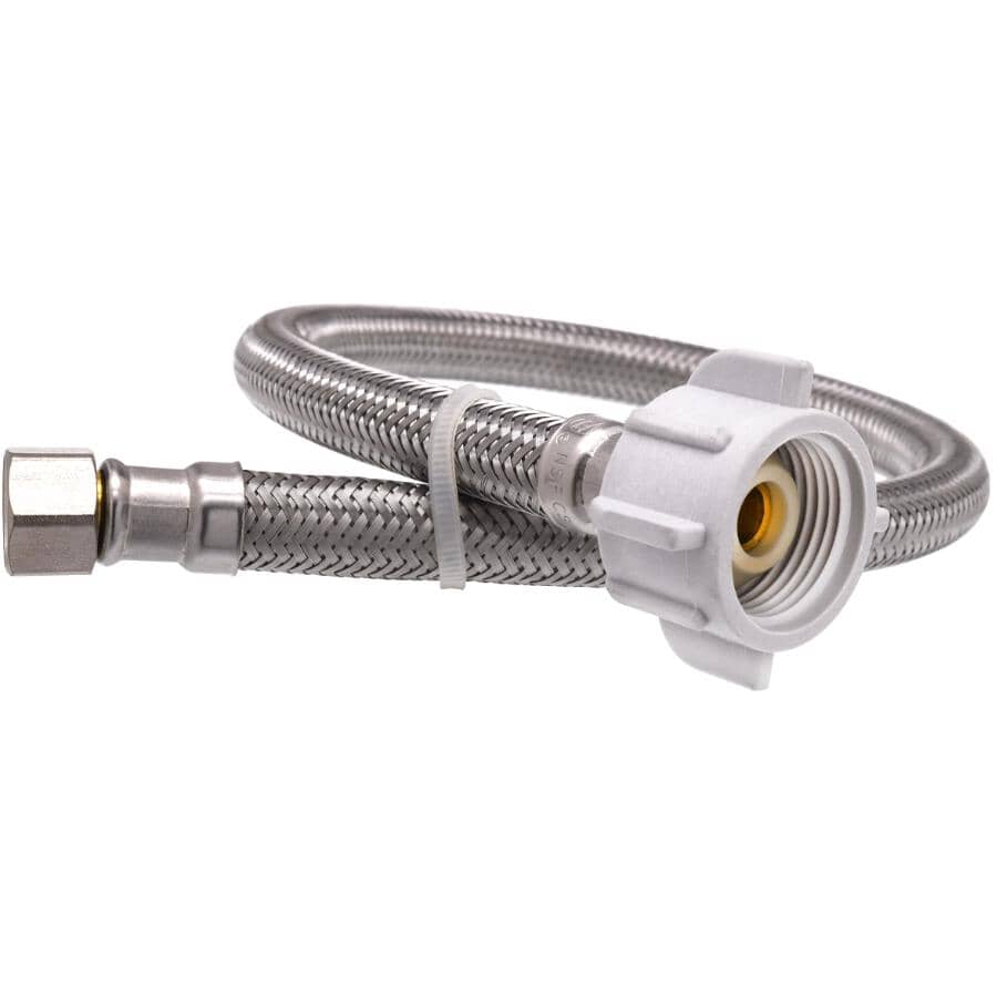 7/8" BC Nut x 3/8" Compression x 20" Toilet Tank Connector - Stainless Steel