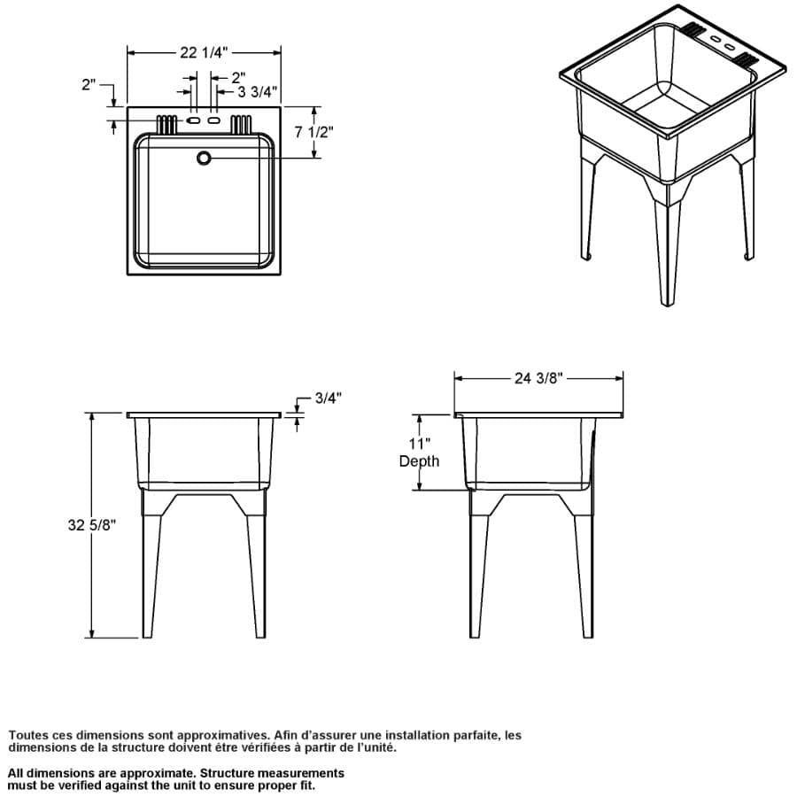 22.25" x 24.38" Polypropylene Laundry Tub - White