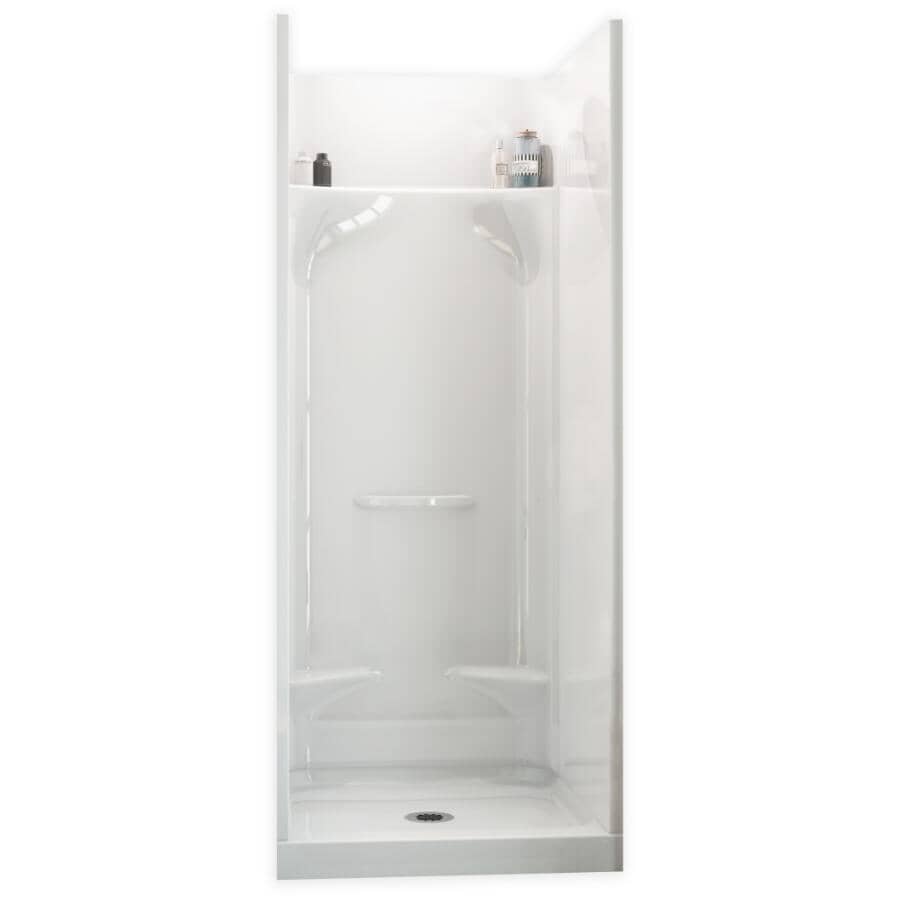32"x 32" Essence 4 Piece AcrylX Shower Cabinet - with Centre Drain, White