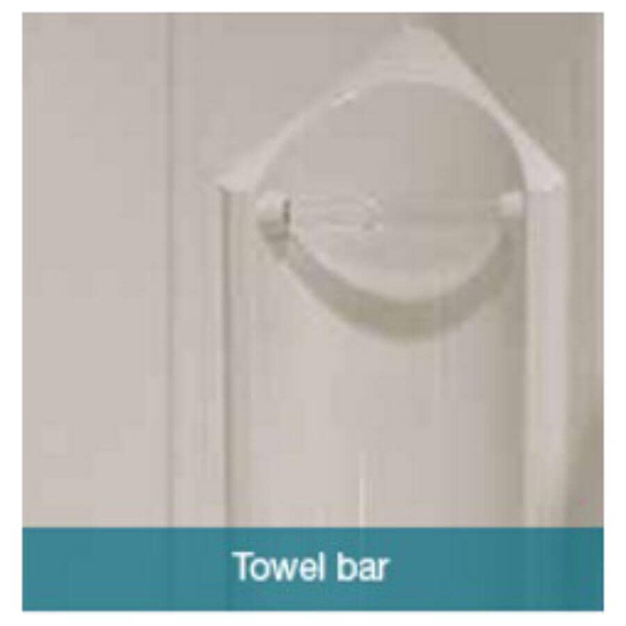 38" x 38" Himalaya 3 Piece Polystyrene Neo Angle Corner Shower Kit - White + Clear Glass & Wavy Vertical Stripes