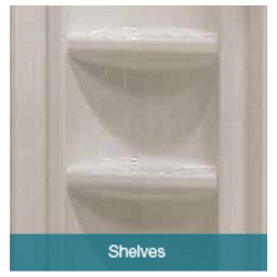 38" x 38" Himalaya 3 Piece Polystyrene Neo Angle Corner Shower Kit - White + Clear Glass & Wavy Vertical Stripes