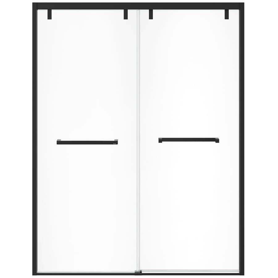 56" to 59" x 76" Uptown Soft Close Bypass Shower Door - 8mm Clear Glass & Matte Black Trim
