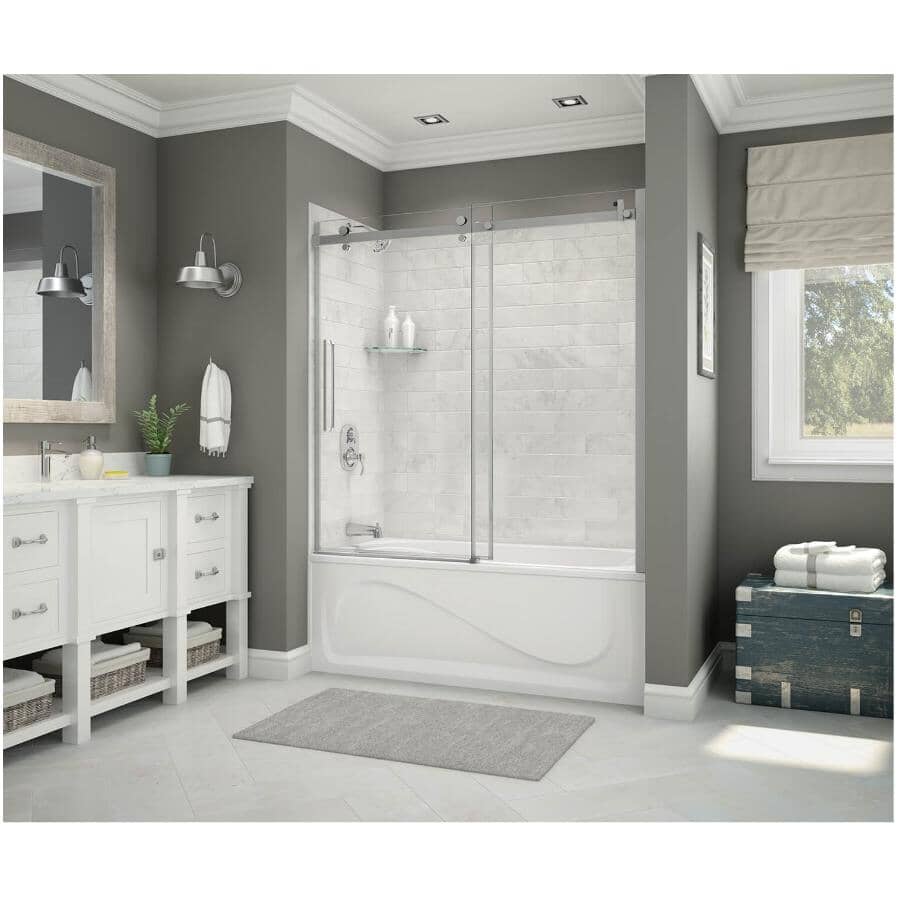 60" x 32" Utile 3 Piece Composite Tub Wall - Carrara Marble