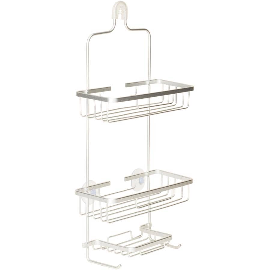2 Tier Shower Caddy - with Soap Dish, Silver