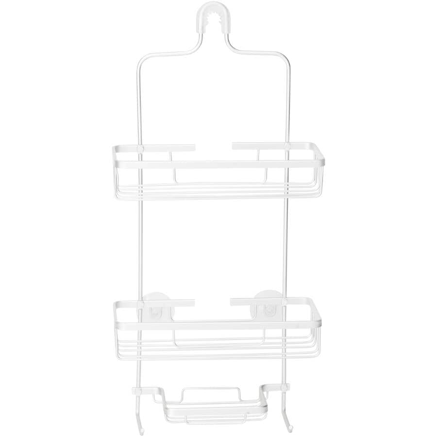 2 Tier Shower Caddy - with Soap Dish, Silver