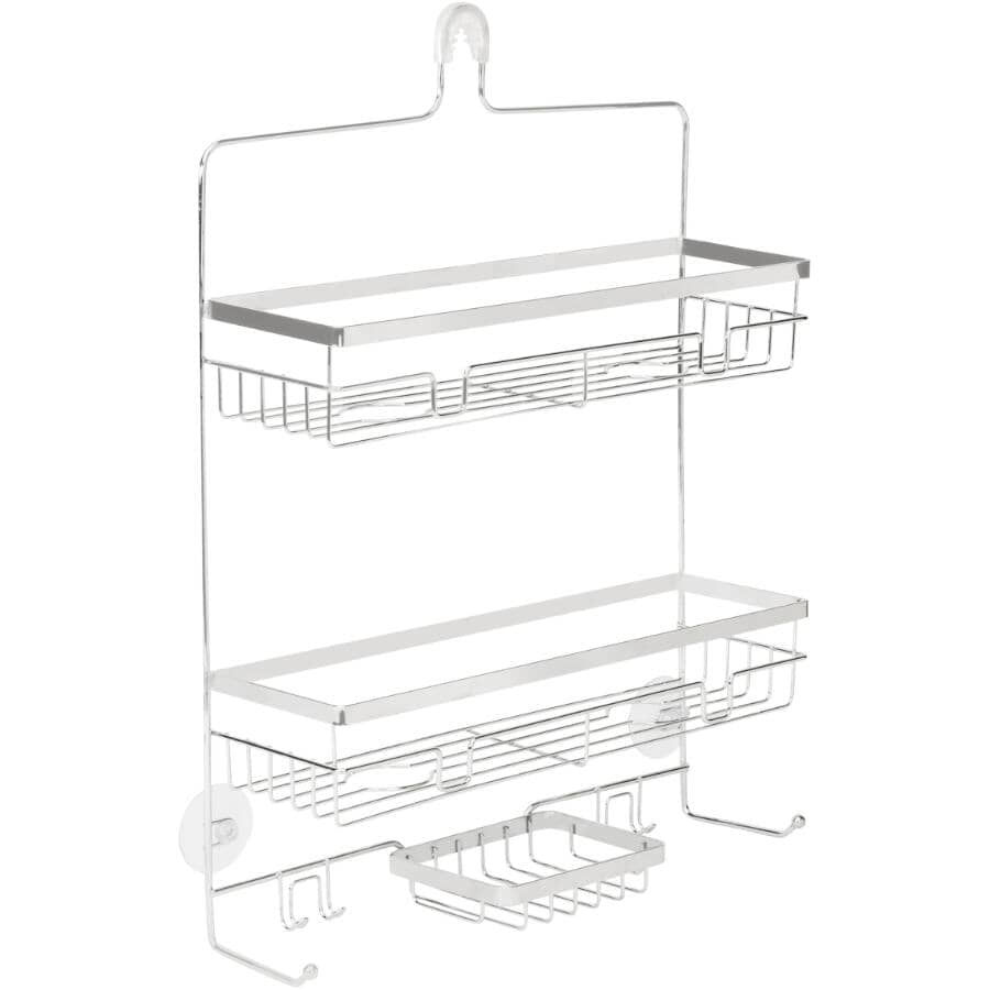Jumbo 2 Tier Shower Caddy - with Soap Dish, Chrome