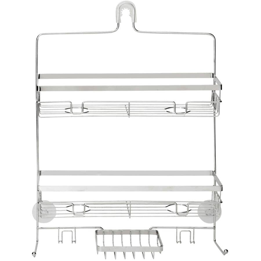 Jumbo 2 Tier Shower Caddy - with Soap Dish, Chrome