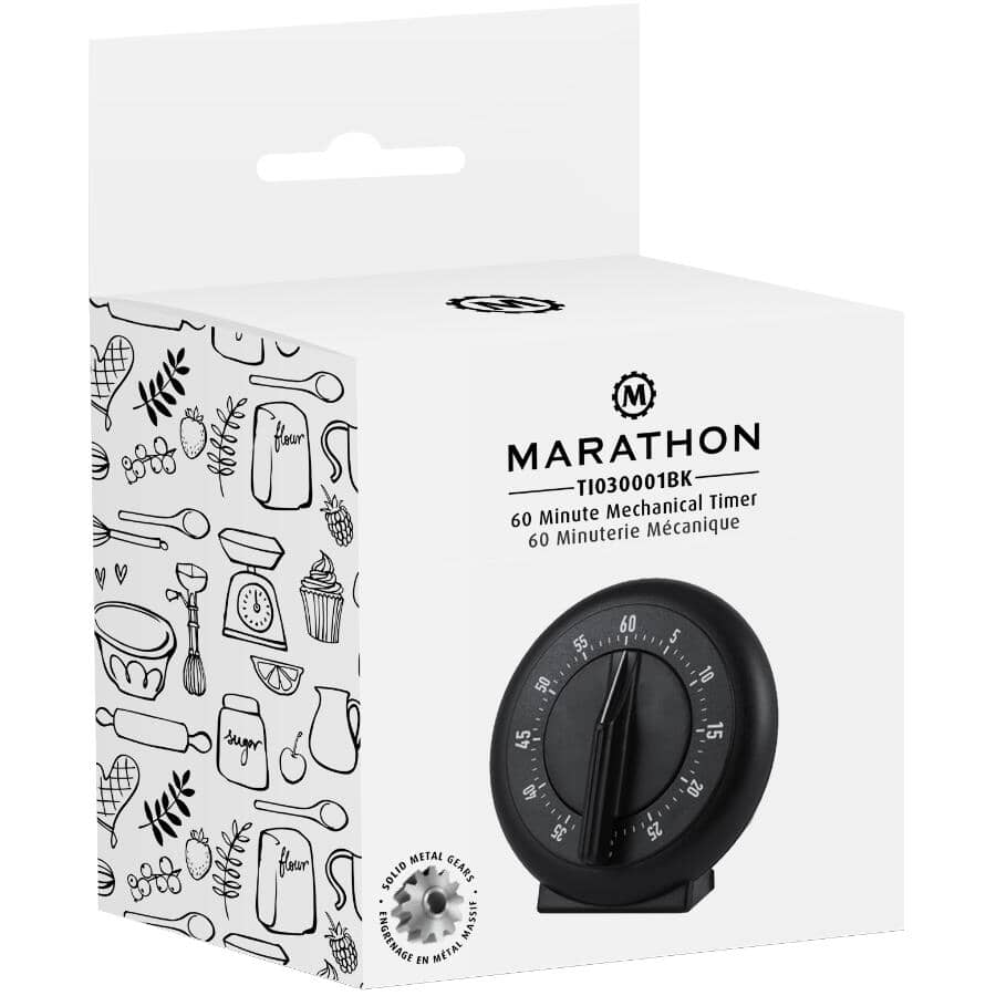 60 Minute Wind-Up Mechanical Timer - Black