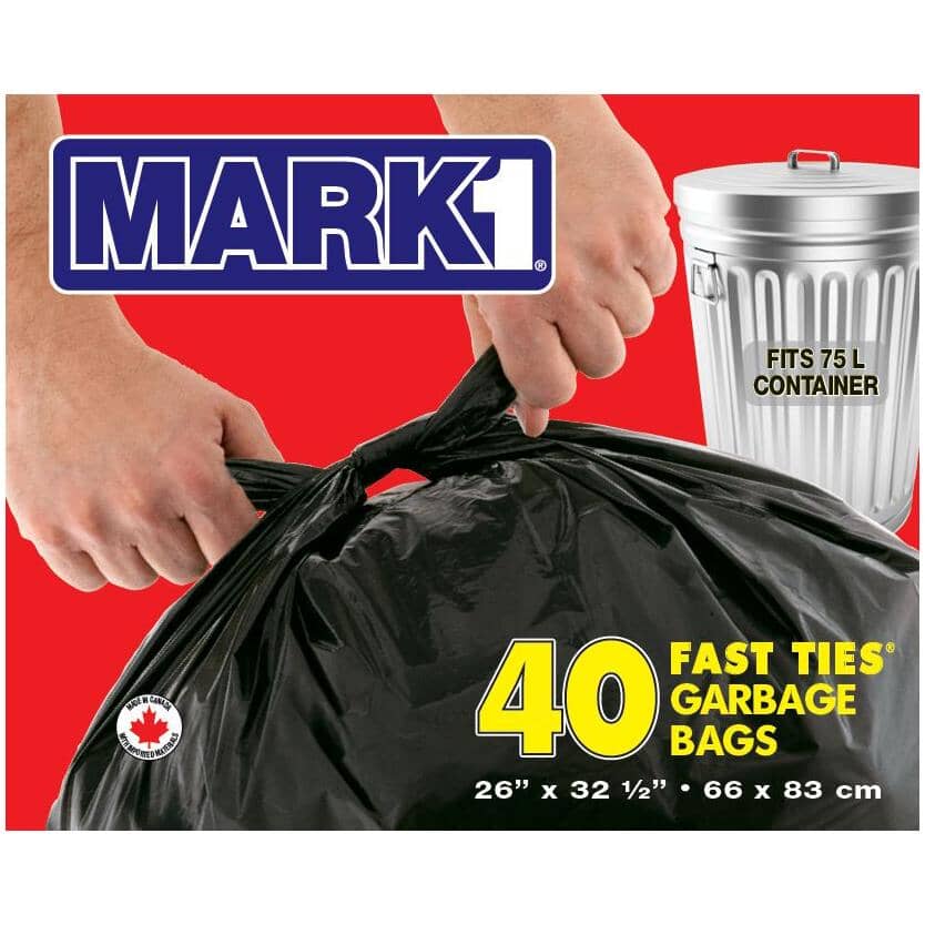 40 Pack 26" x 32.5" Black Twist Tie Garbage Bags