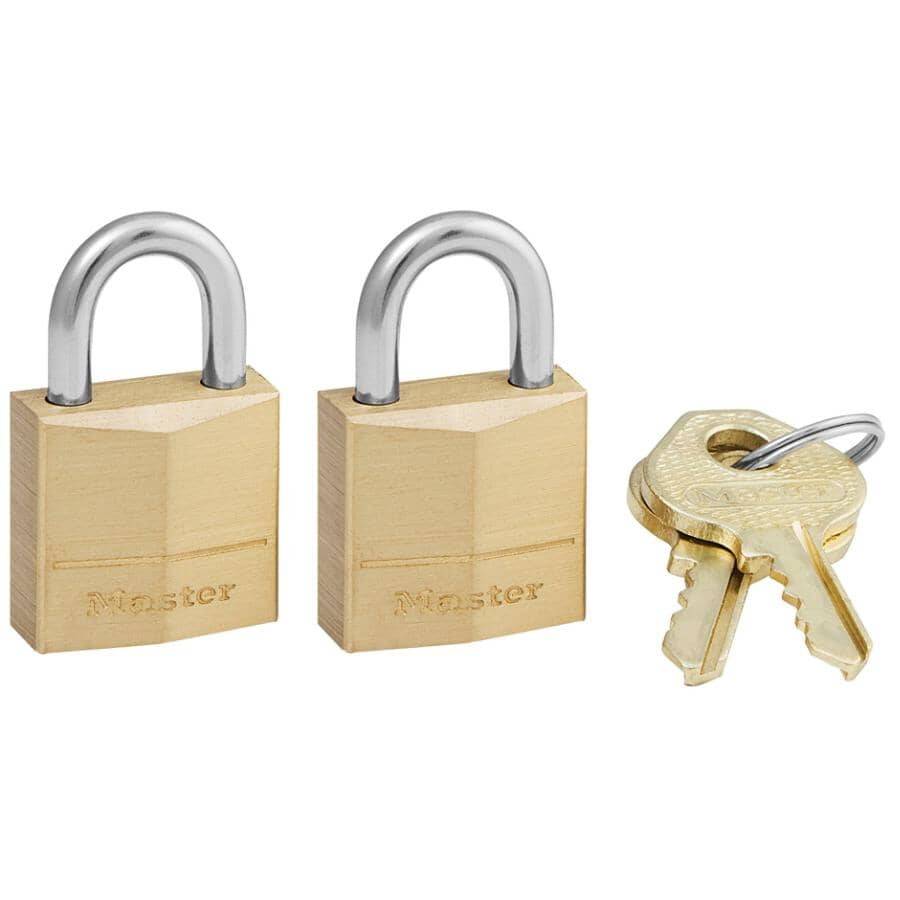 3/4" Solid Brass Padlocks - Keyed Alike, 2 Pack